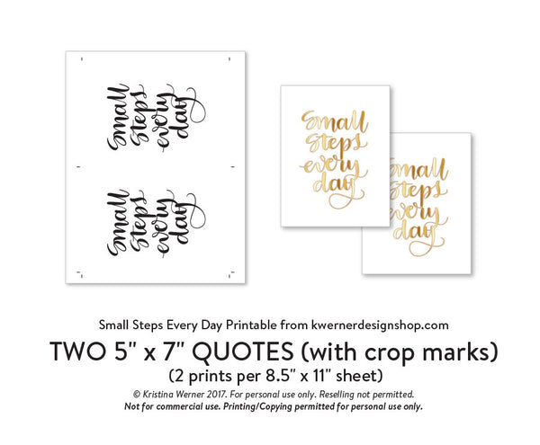 DIY Foil - Small Steps Every Day Printable PDF (8.5x11, 5x7, 4x6, and A2 cards)