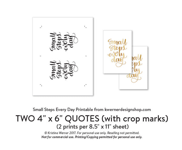 DIY Foil - Small Steps Every Day Printable PDF (8.5x11, 5x7, 4x6, and A2 cards)