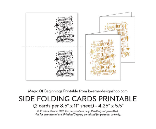 DIY Foil - Magic of Beginnings Printable PDF (8.5x11, 5x7, 4x6, and A2 cards)
