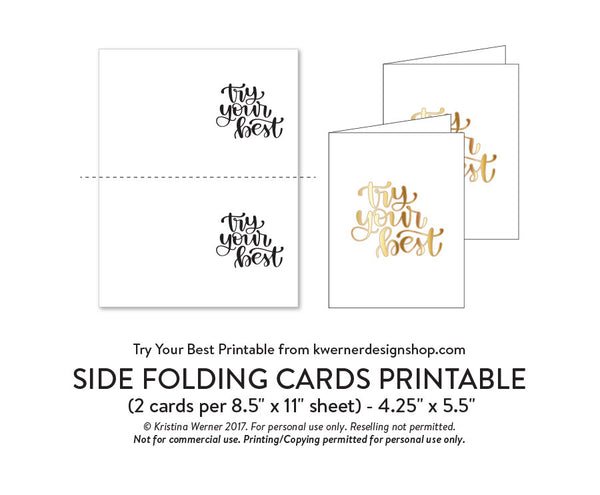 DIY Foil - Try Your Best Printable PDF (8.5x11, 5x7, 4x6, and A2 cards)